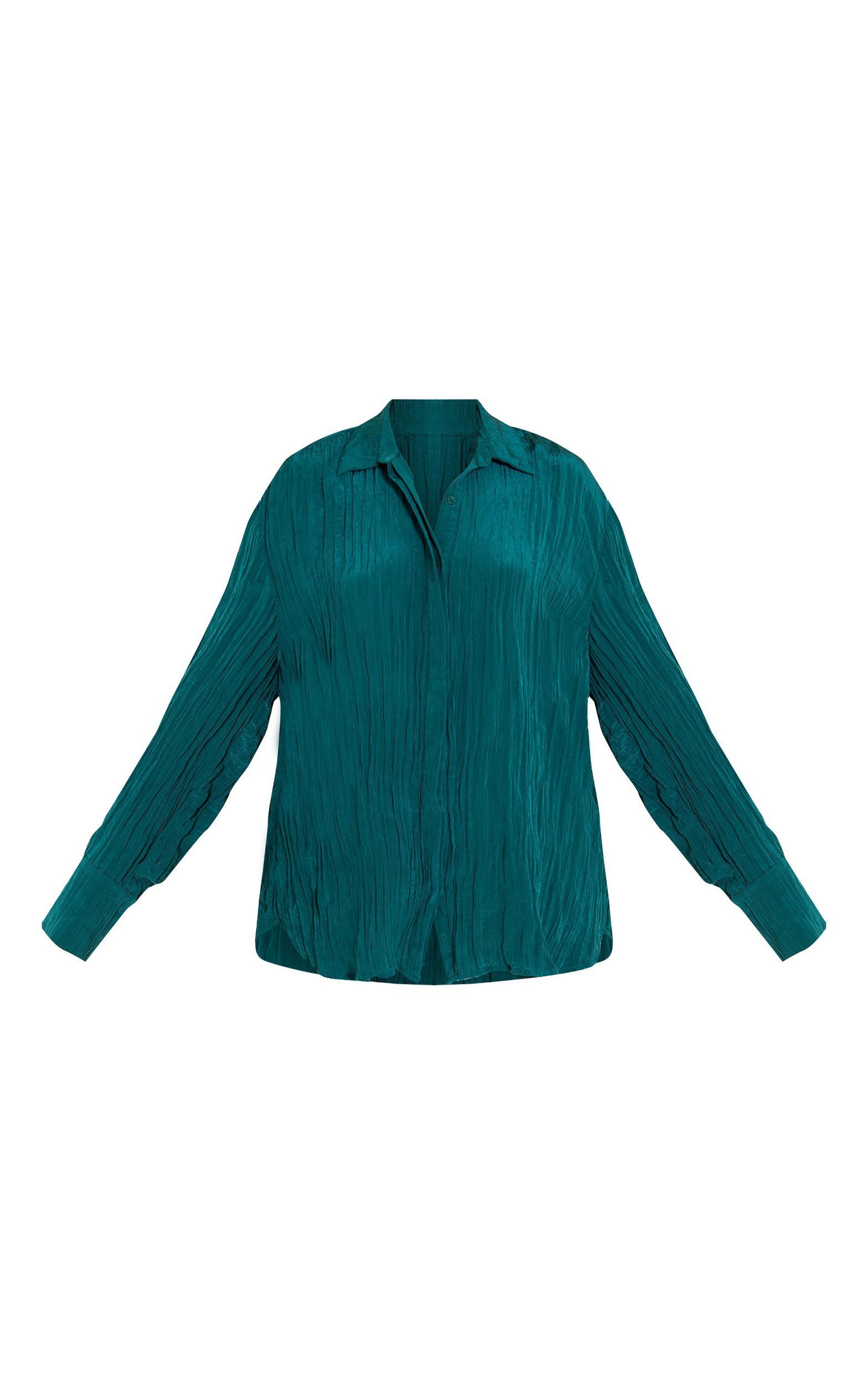 Teal Textured Oversized Shirt Product Image