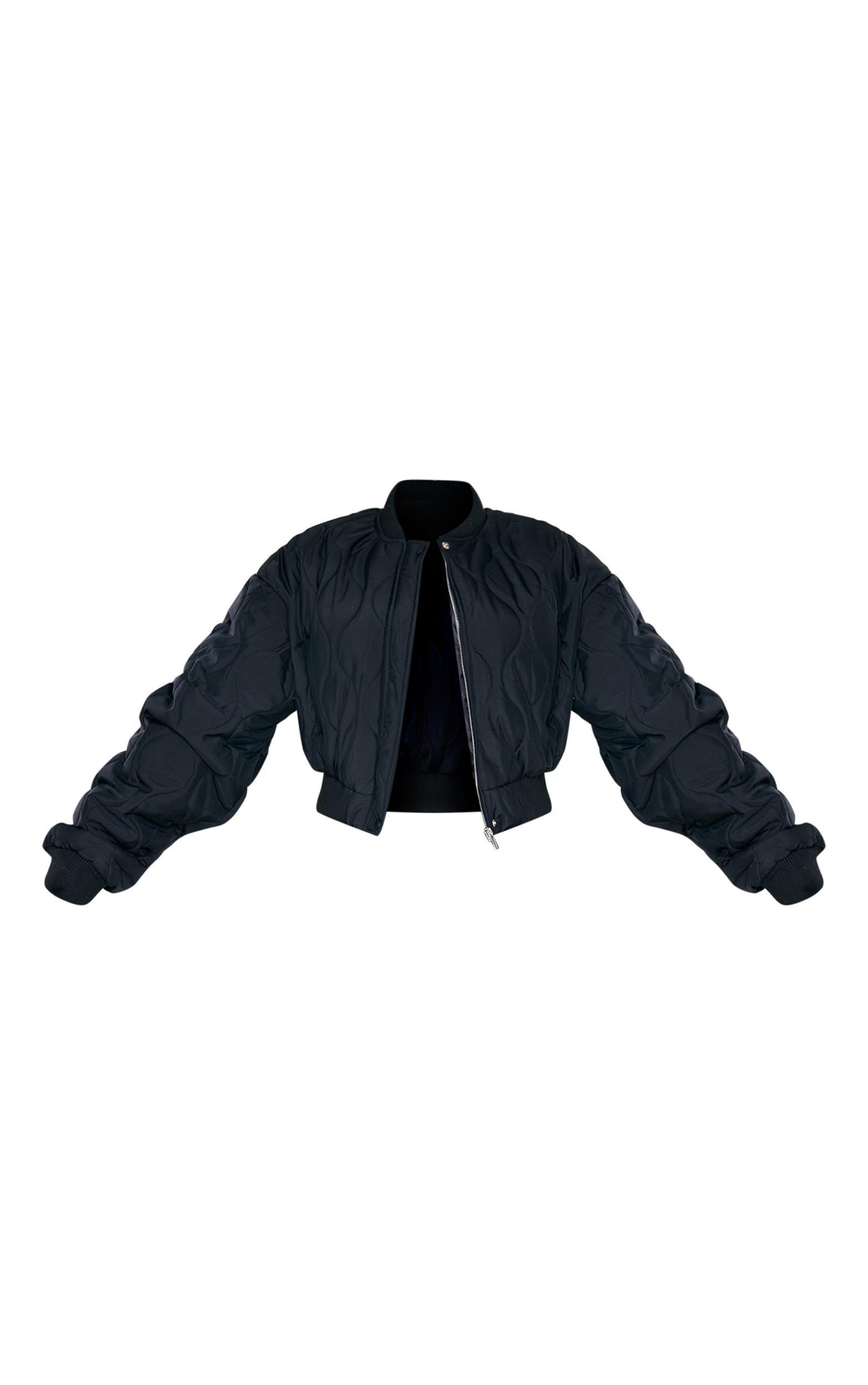 Plus Black Panel Bomber Jacket Product Image