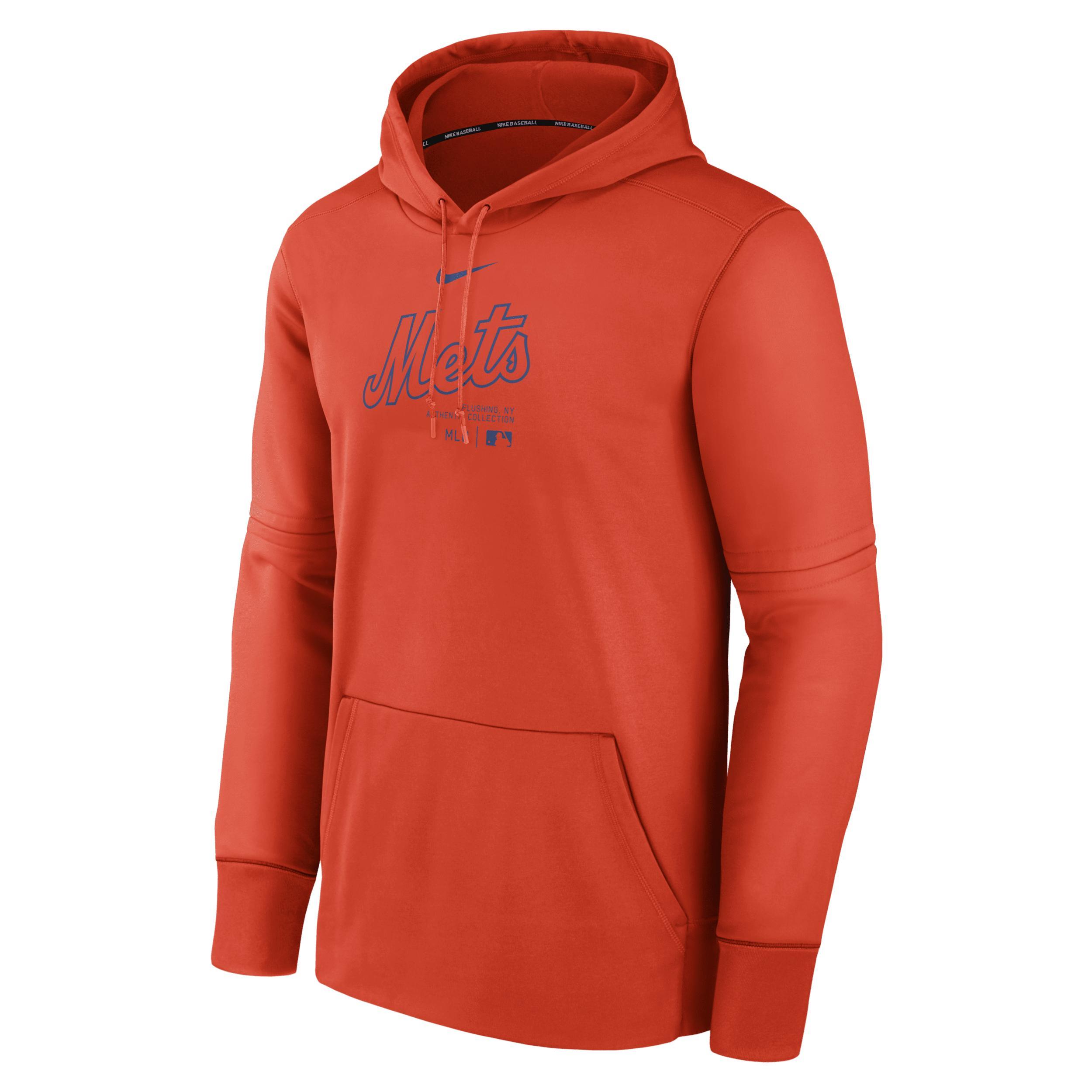 Mens New York Mets Authentic Collection Practice Nike Therma MLB Pullover Hoodie Product Image