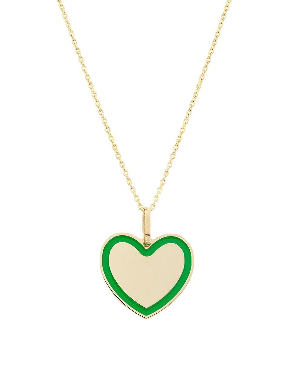 Womens 14K Yellow Gold & Enamel Heart Pendant Necklace Product Image