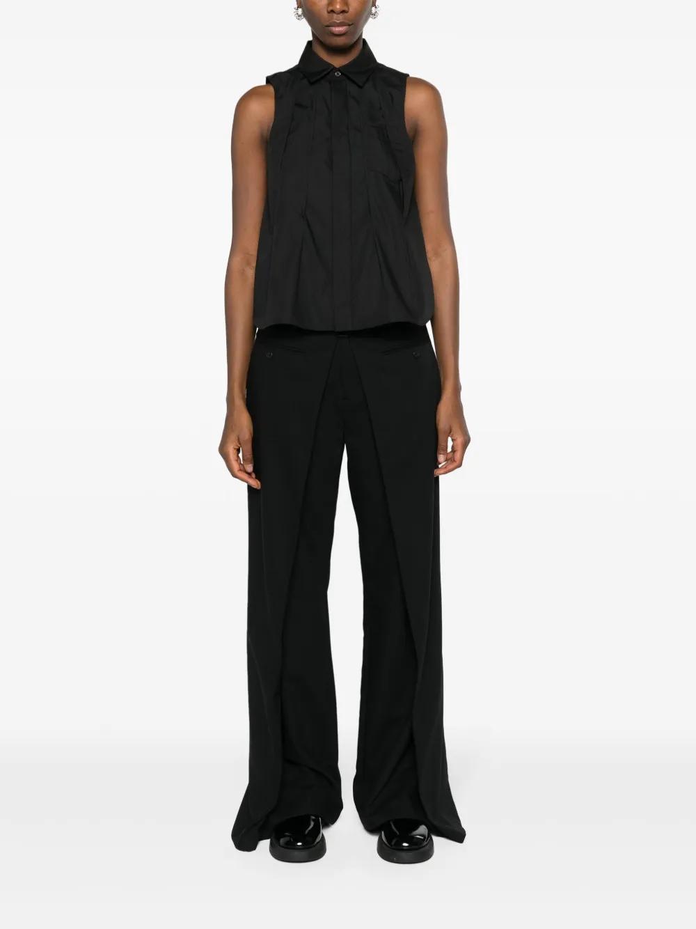 SACAI Sleeveless Pleated Shirt In Black Product Image