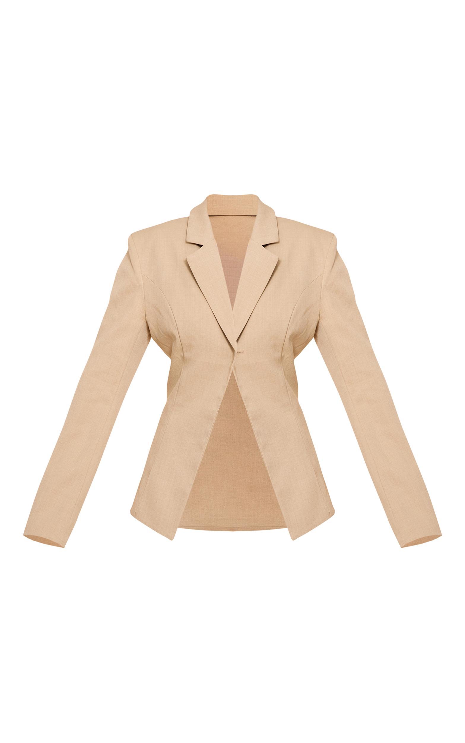 Almond Butter Open Cinched Waist Blazer Product Image