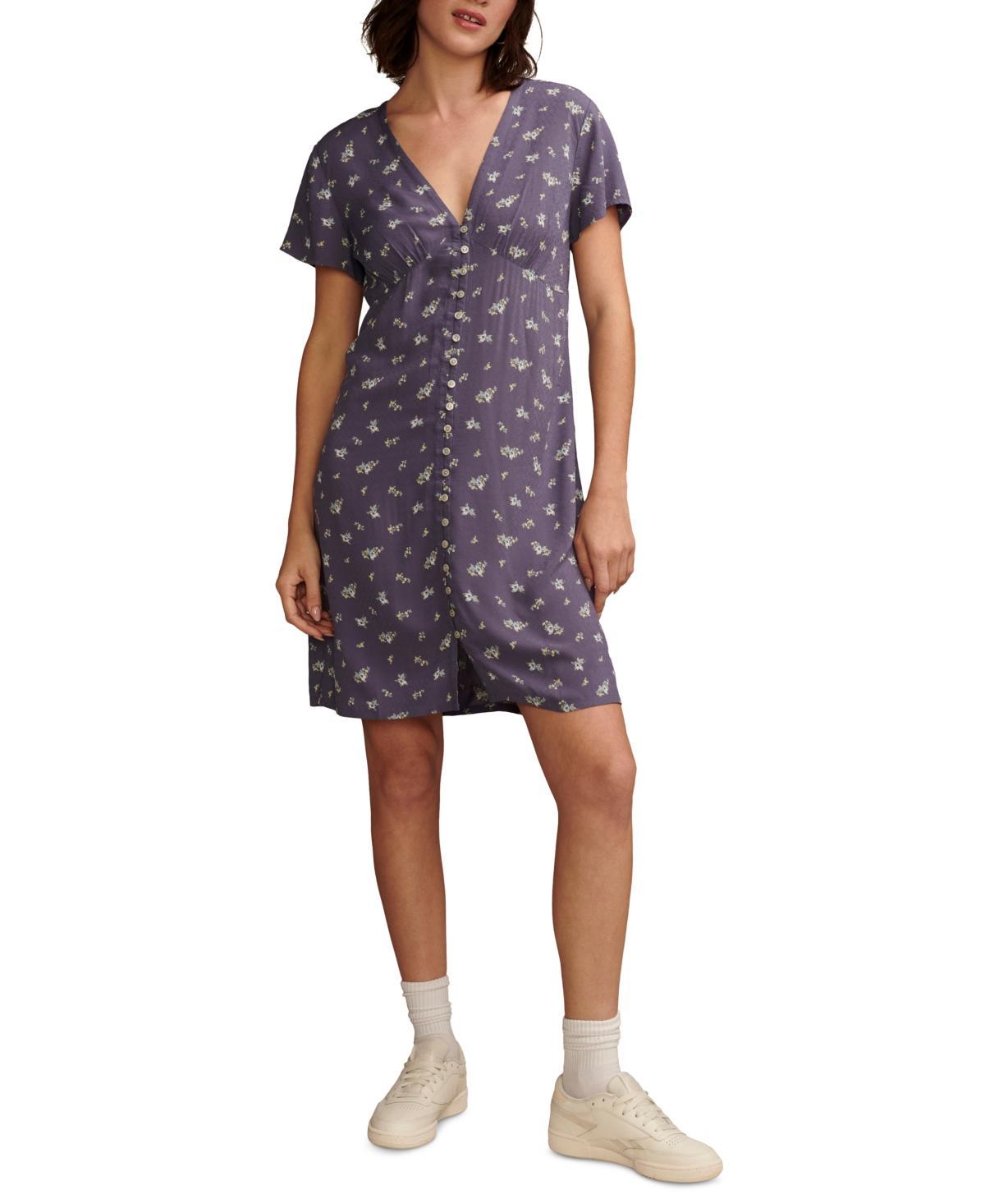 Lucky Brand Mini Short Sleeve Slip Dress (Peach Blush Multi) Women's Dress Product Image