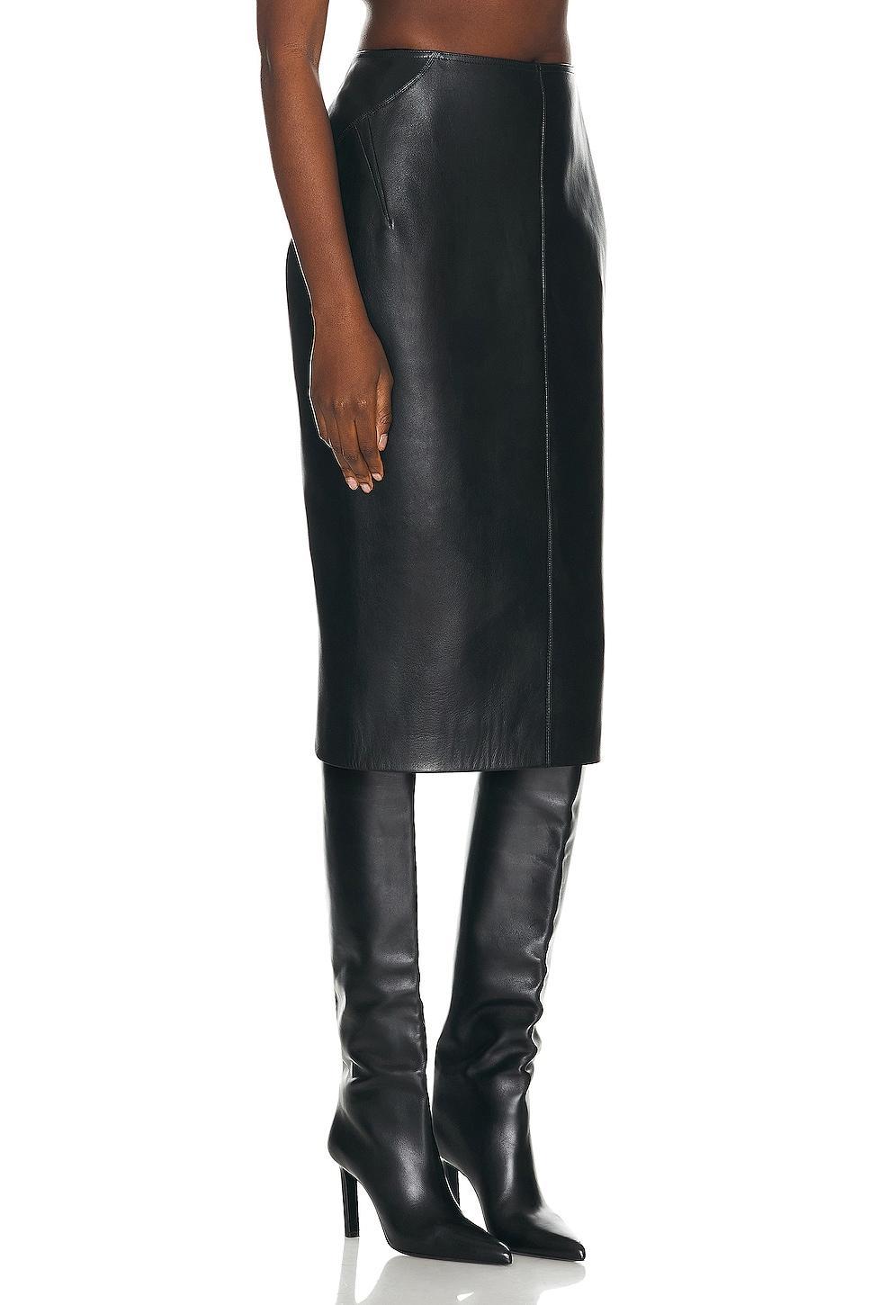 ALAÏA Leather Pencil Skirt In Noir Product Image