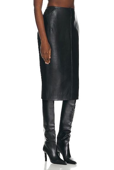 ALAÏA Leather Pencil Skirt In Noir Product Image