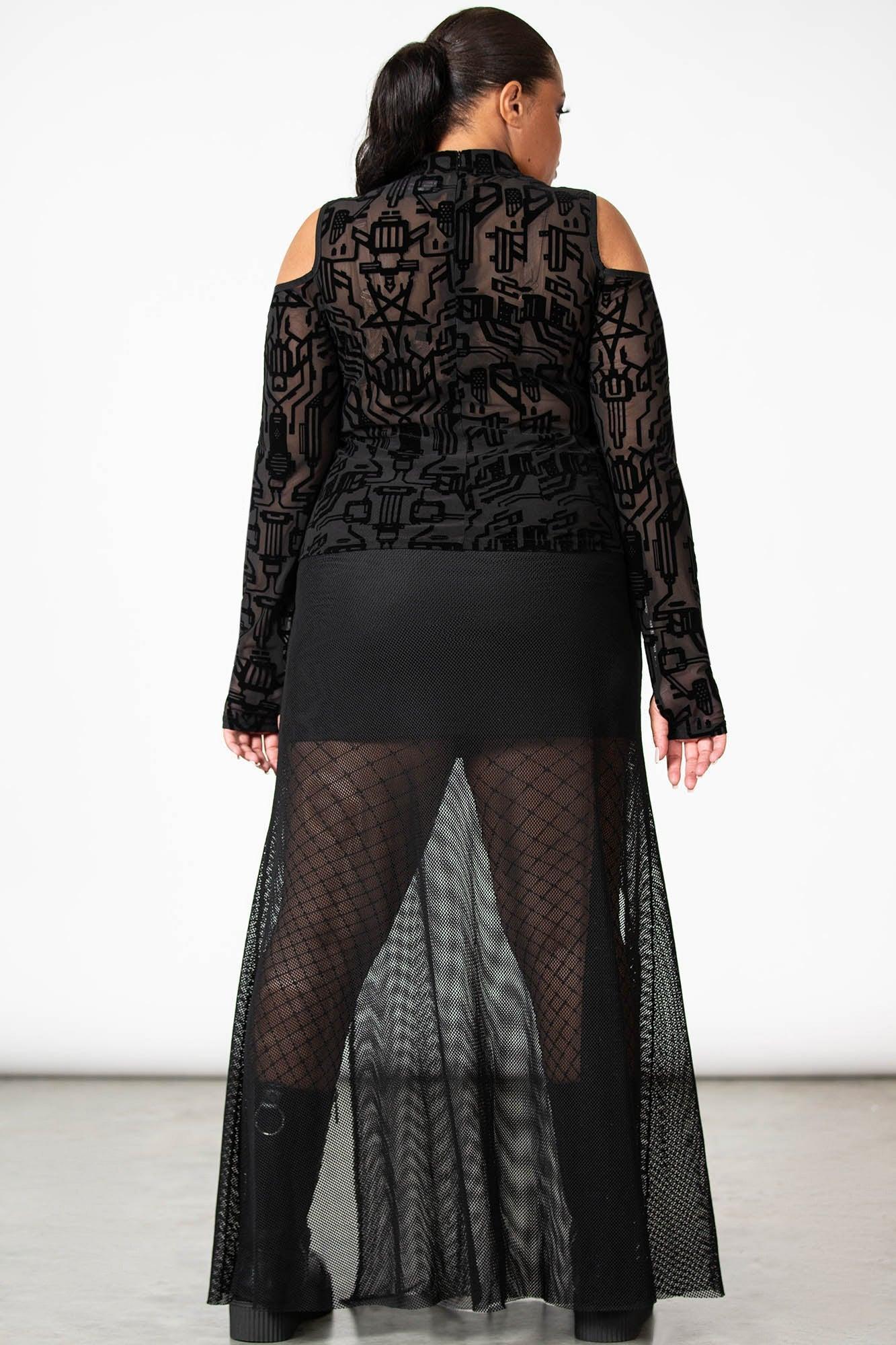 Tuned Out Mesh Cold Shoulder Top Female Product Image