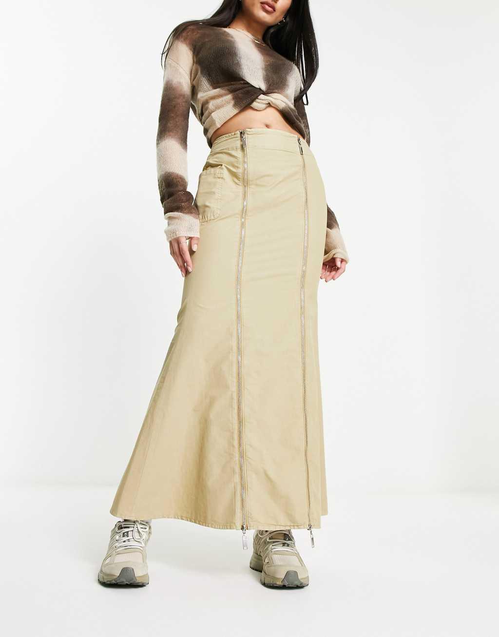 COLLUSION fishtail detail cargo maxi skirt Product Image