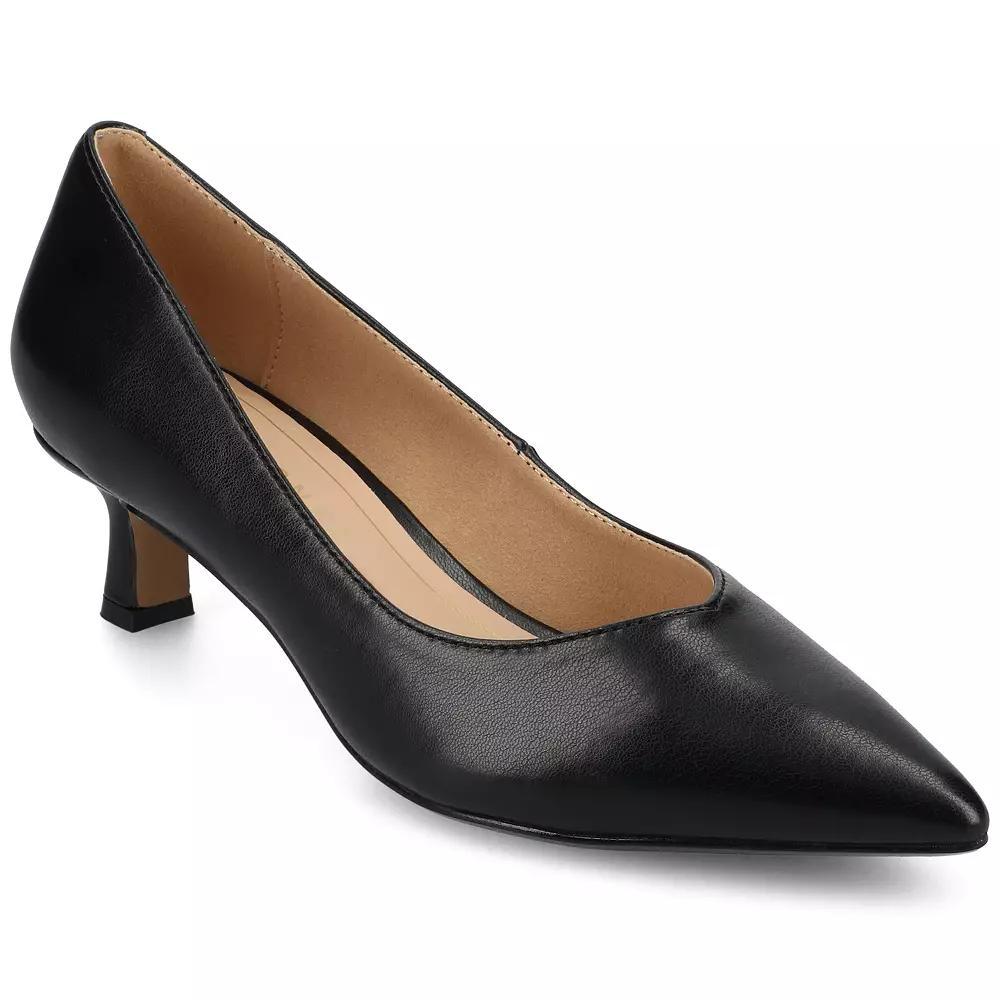 Journee Pammie Medium and Wide Width Women's Slip-On Kitten Heel Pumps, Size: 8.5 Wide, Black Product Image