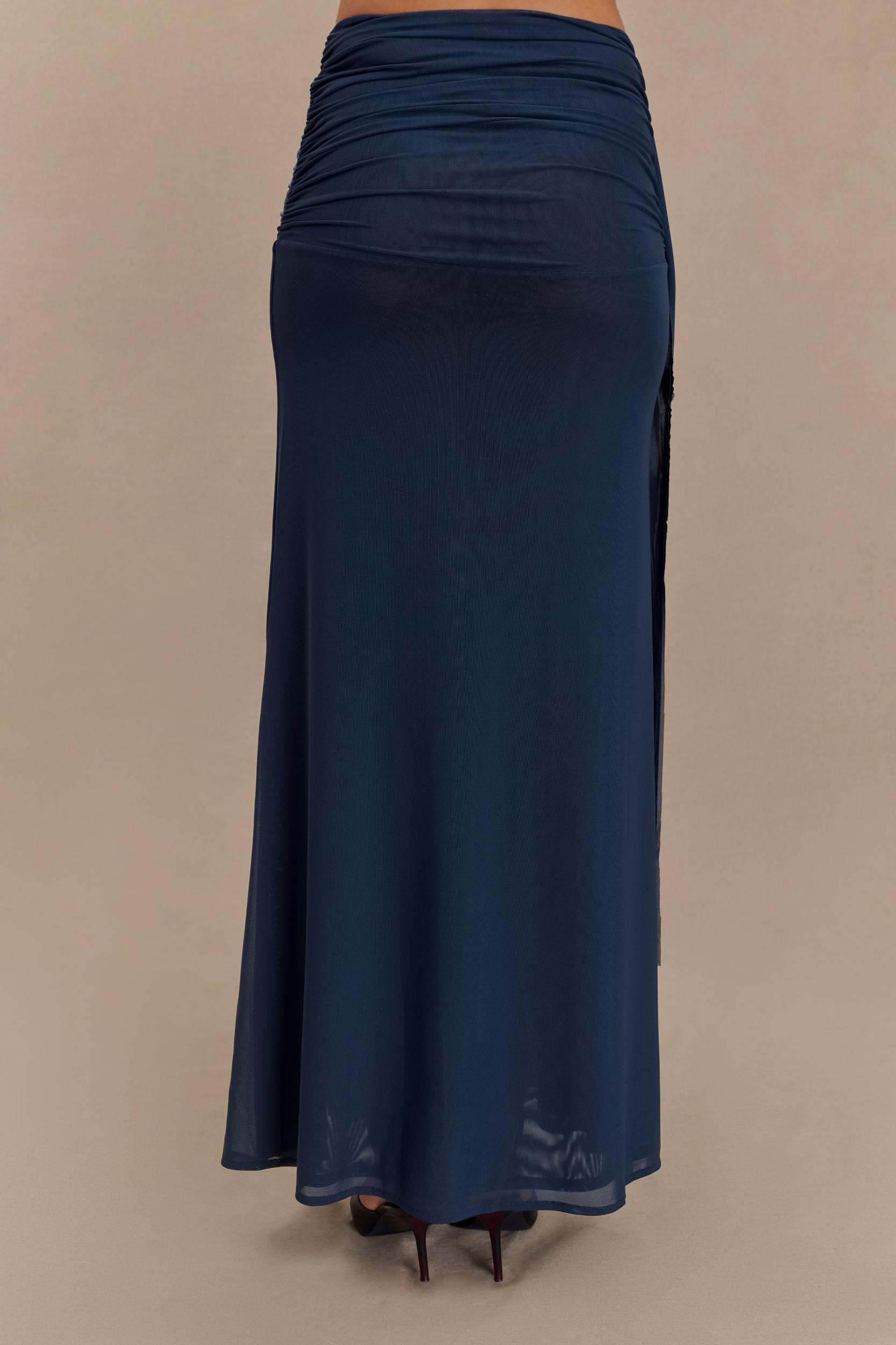 Arna Mesh Maxi Skirt - Midnight Blue Product Image