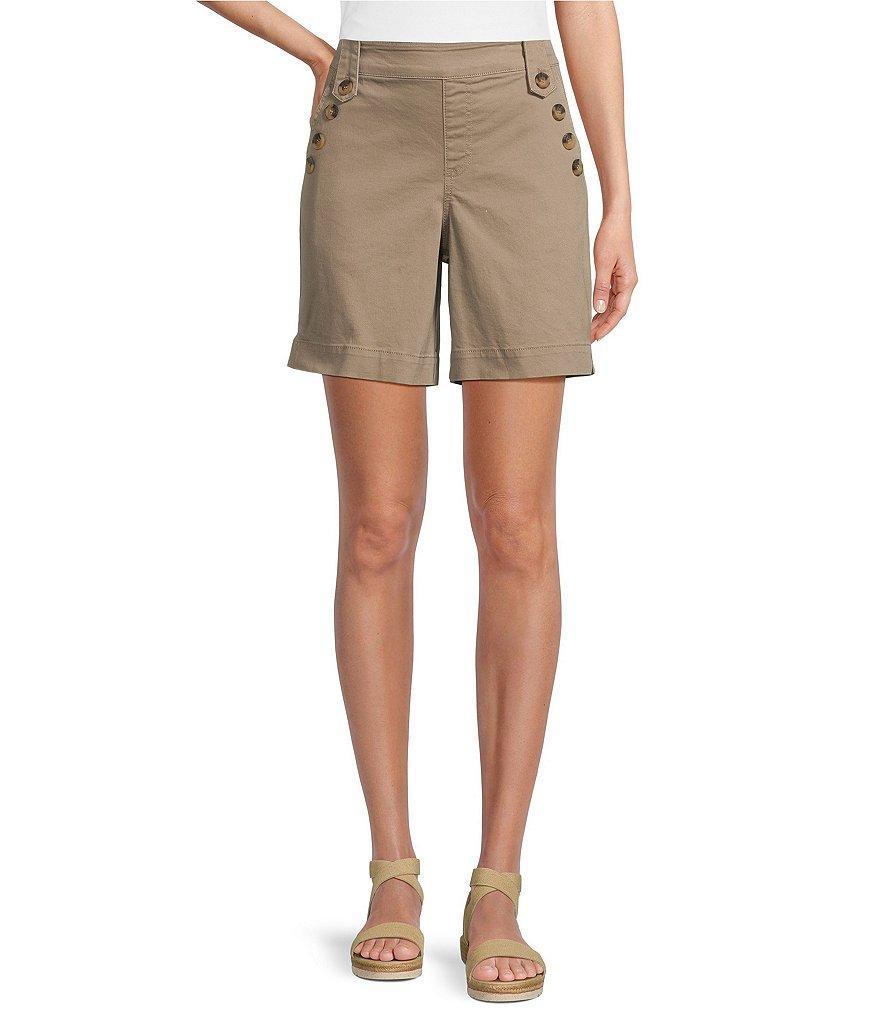 Westbound Petite Size Pull-On Button Embellished Marina Shorts Product Image