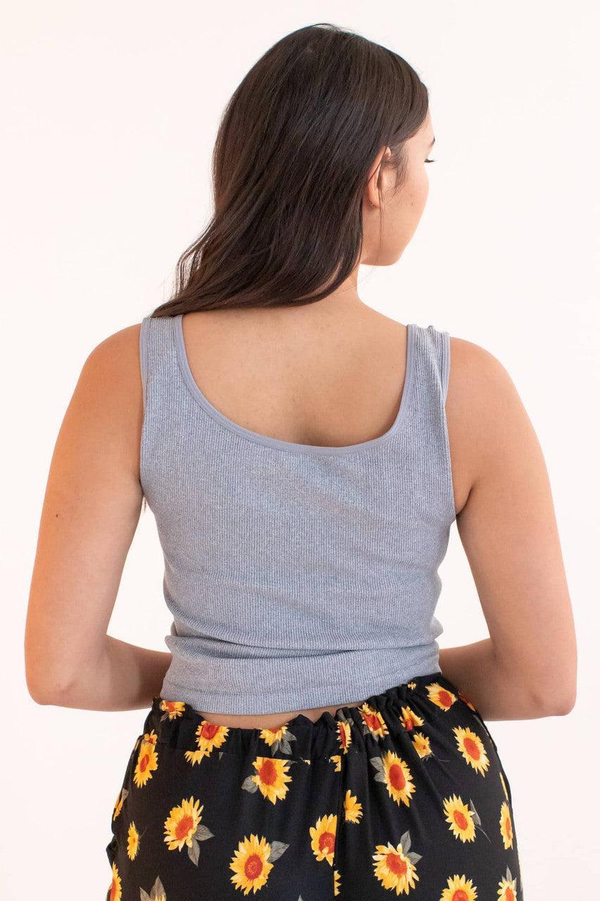 Heather Grey Notched Neck Seamless Tank (Extended Sizes) Product Image