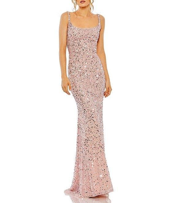 Mac Duggal Scoop Neck Sequined Sheath Gown Product Image