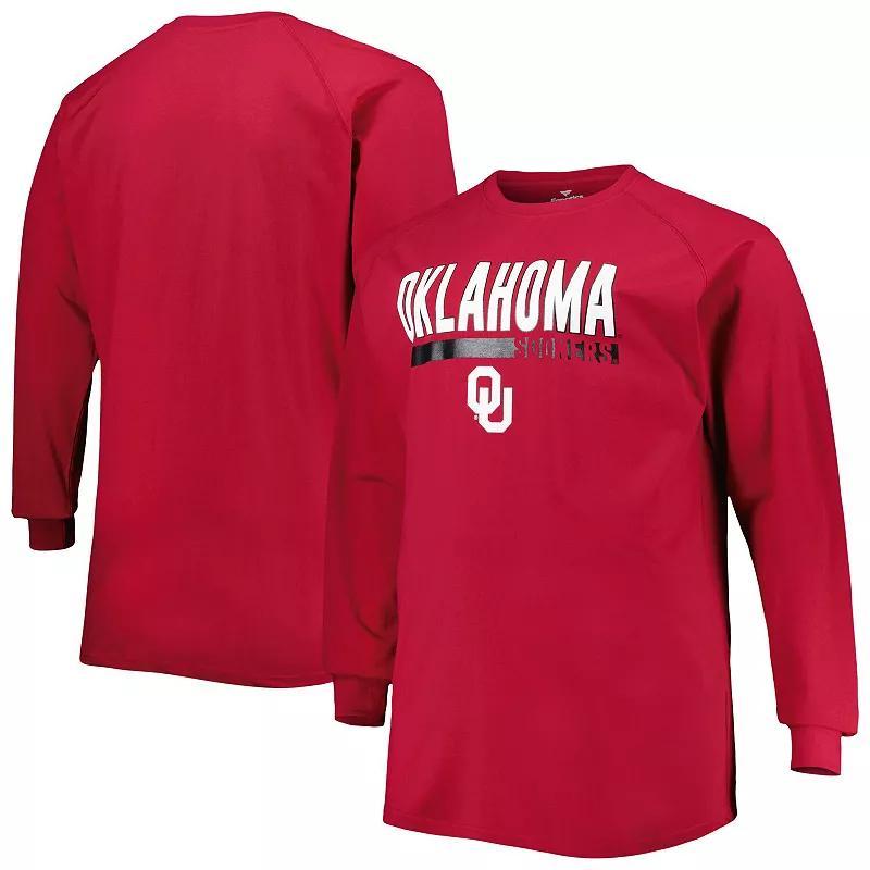 Mens Crimson Oklahoma Sooners Big & Tall Two-Hit Raglan Long Sleeve T-Shirt Product Image