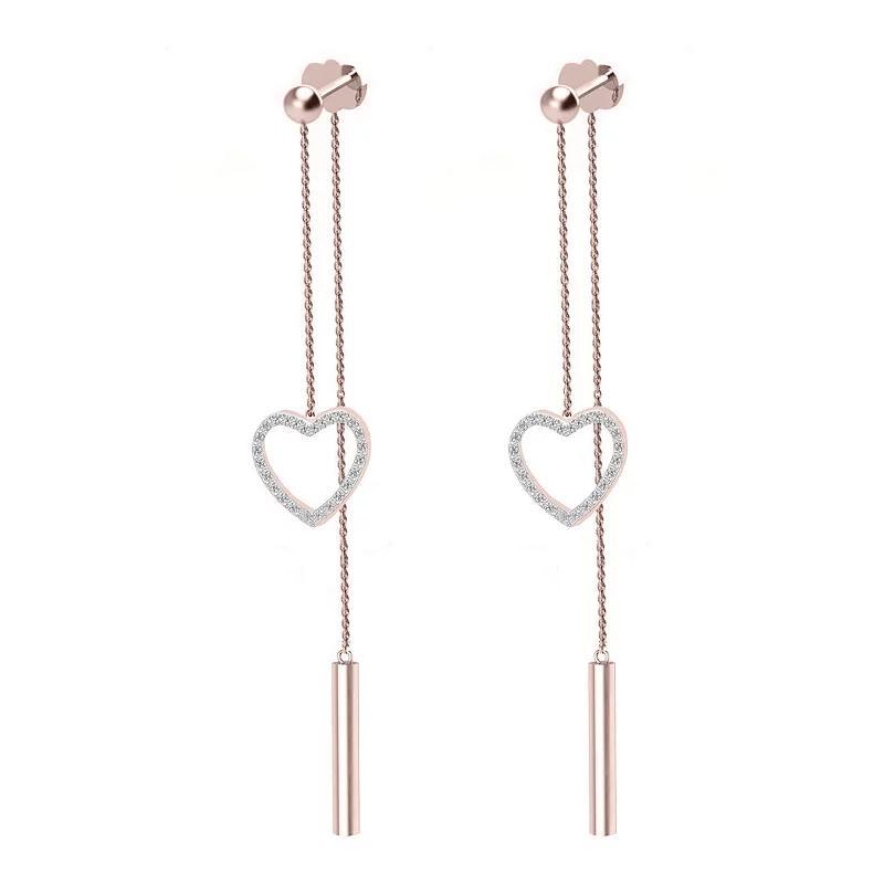 10k Rose Gold Diamond Heart Drop Earrings, Women's, 10k Gold Product Image
