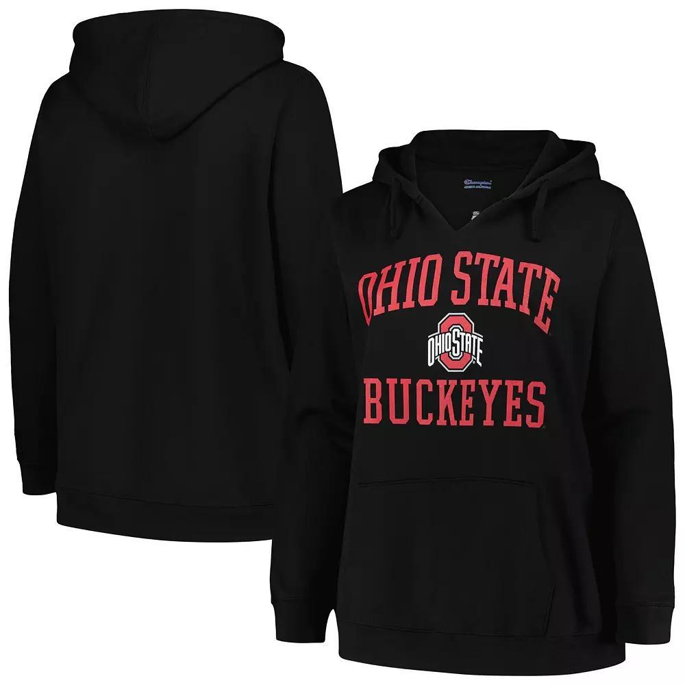 Women's Champion Black Ohio State Buckeyes Plus Size Heart & Soul Notch Neck Pullover, Size: 2XL Product Image