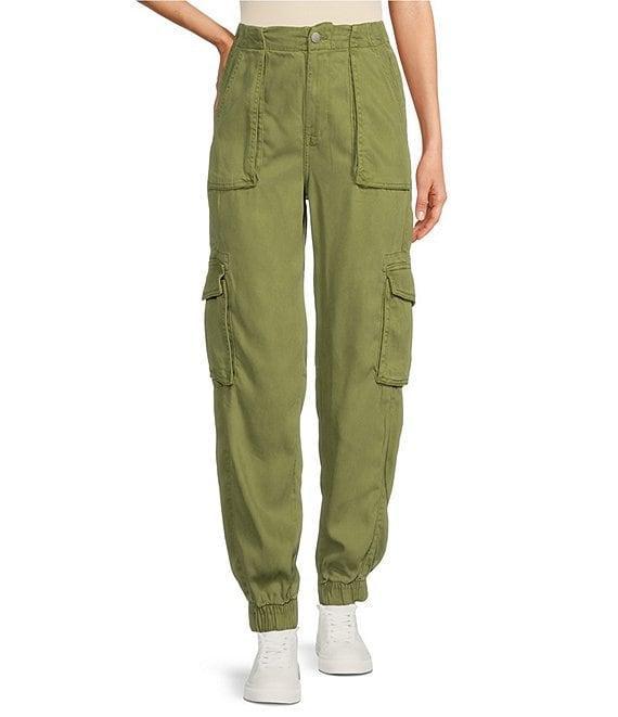 Le' AL.X Woven High Rise Cargo Flap Pocket Ankle Joggers Product Image