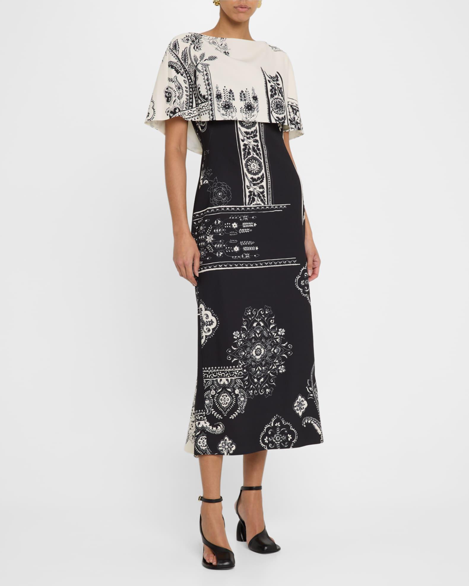 Colorblock Cape Column Midi Dress Product Image