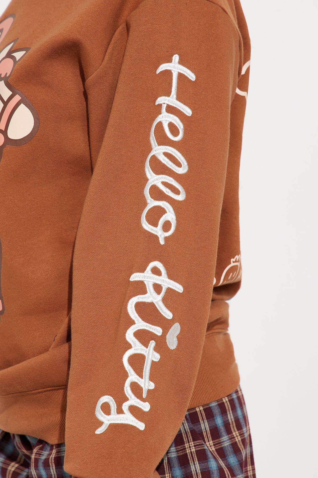 Hello Kitty Desert Rider Oversized Sweatshirt - Brown Product Image