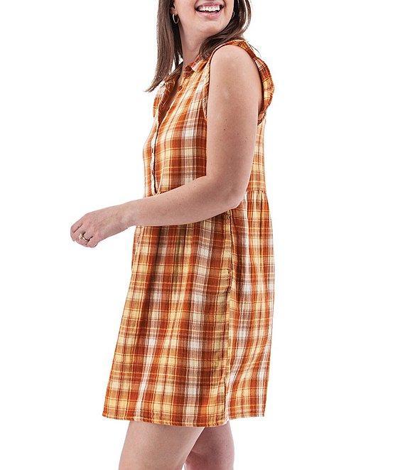 Aventura Montrose Plaid Organic Cotton Gauze Yarn Dye Woven Point Collar A-Line Dress Product Image
