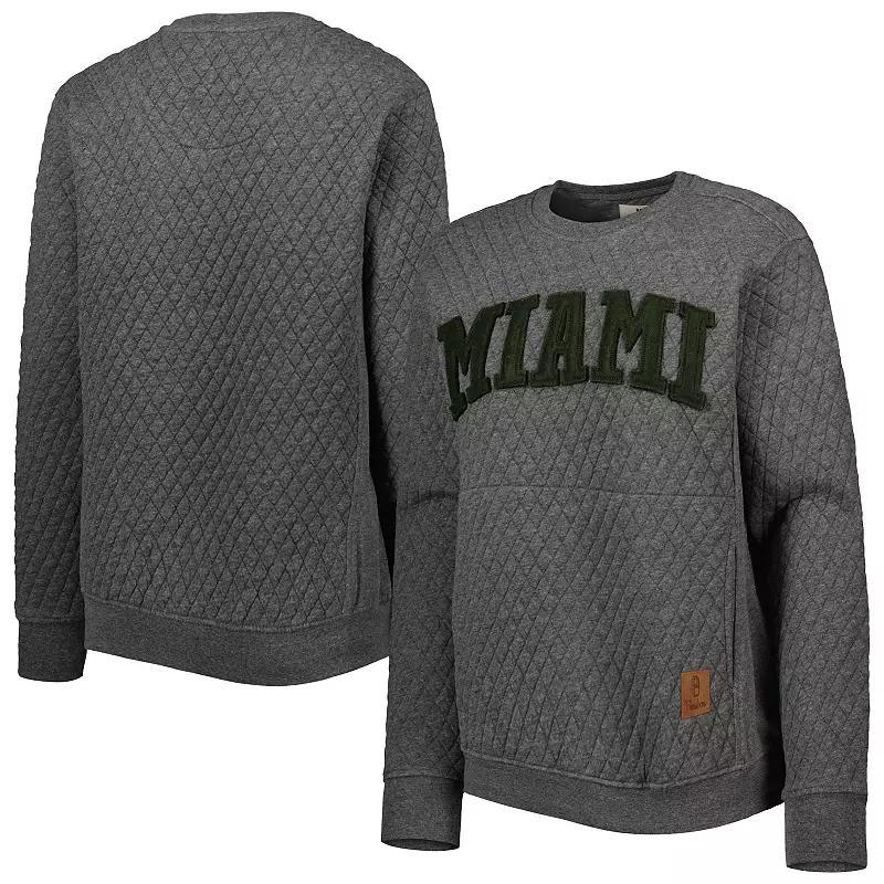 Women's Pressbox Heather Charcoal Miami Hurricanes Moose Quilted Pullover Sweatshirt, Size: Medium Product Image
