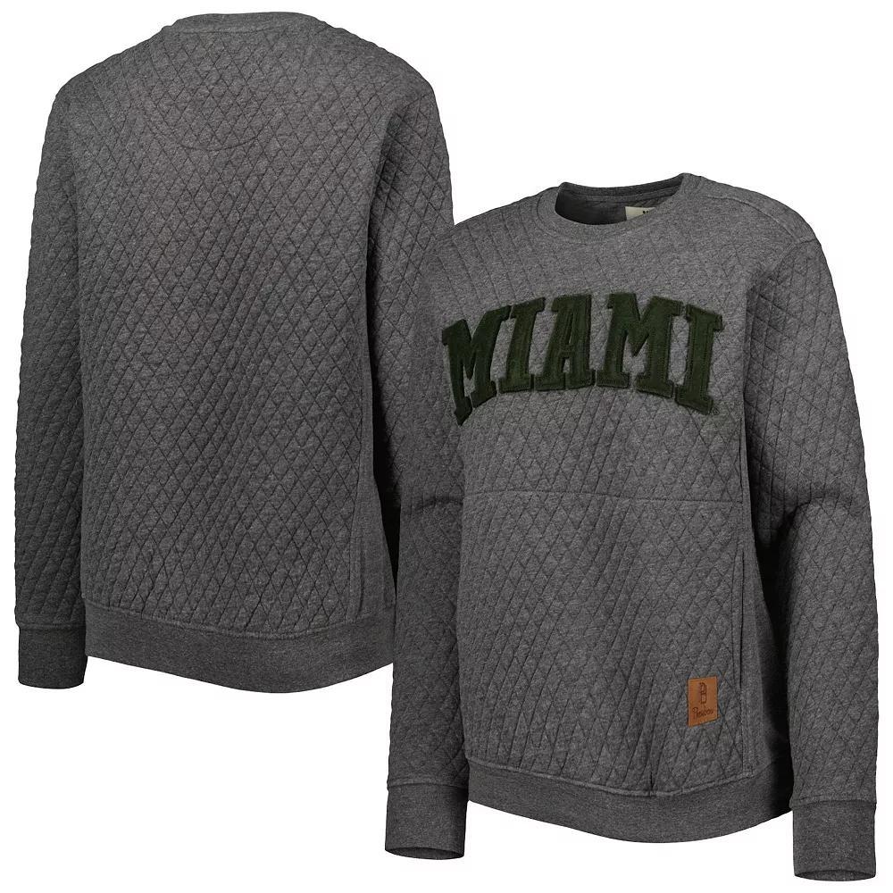 Women's Pressbox Heather Charcoal Miami Hurricanes Moose Quilted Pullover Sweatshirt, Size: Medium Product Image
