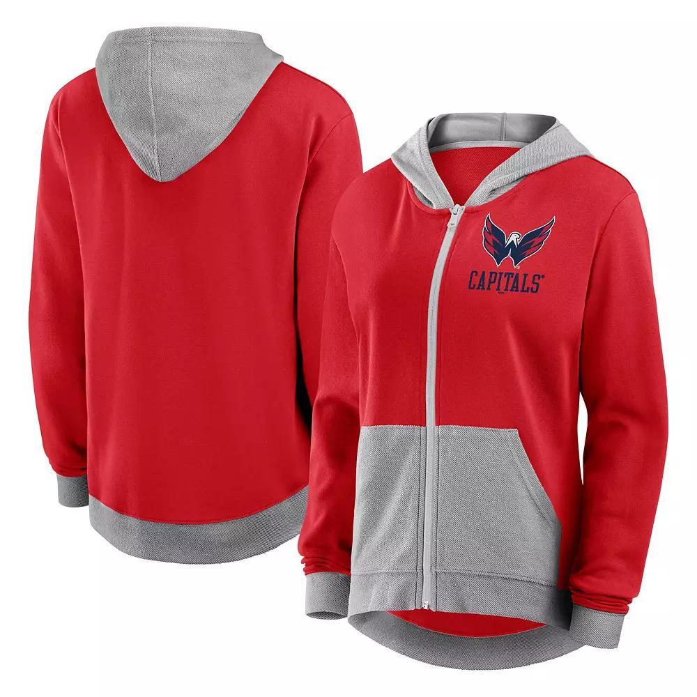 Women's  Red Washington Capitals Hit It French Terry Full-Zip Hoodie, Size: 2XL Product Image