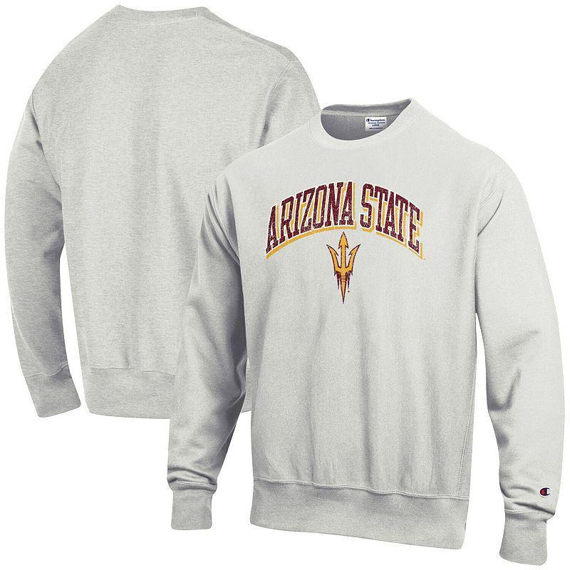 Men's Champion Gray Arizona State Sun Devils Arch Over Logo Reverse Weave Pullover Sweatshirt, Size: Small, Grey Product Image