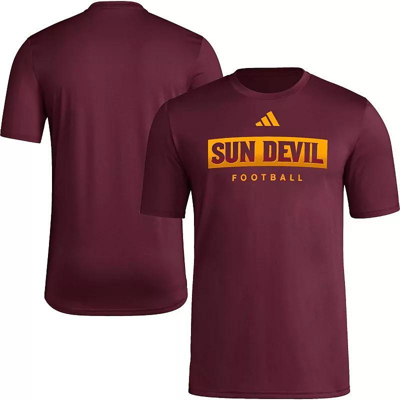 Mens adidas Maroon Arizona State Sun Devils Football Practice Aeroready Pregame T-shirt Product Image