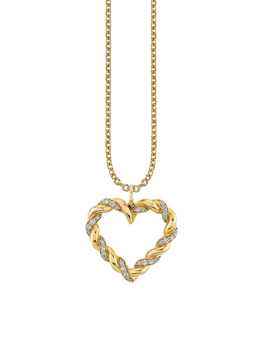 Womens Overboard Pave Rope Heart Charm On 18 Light Tiffany Chain Product Image