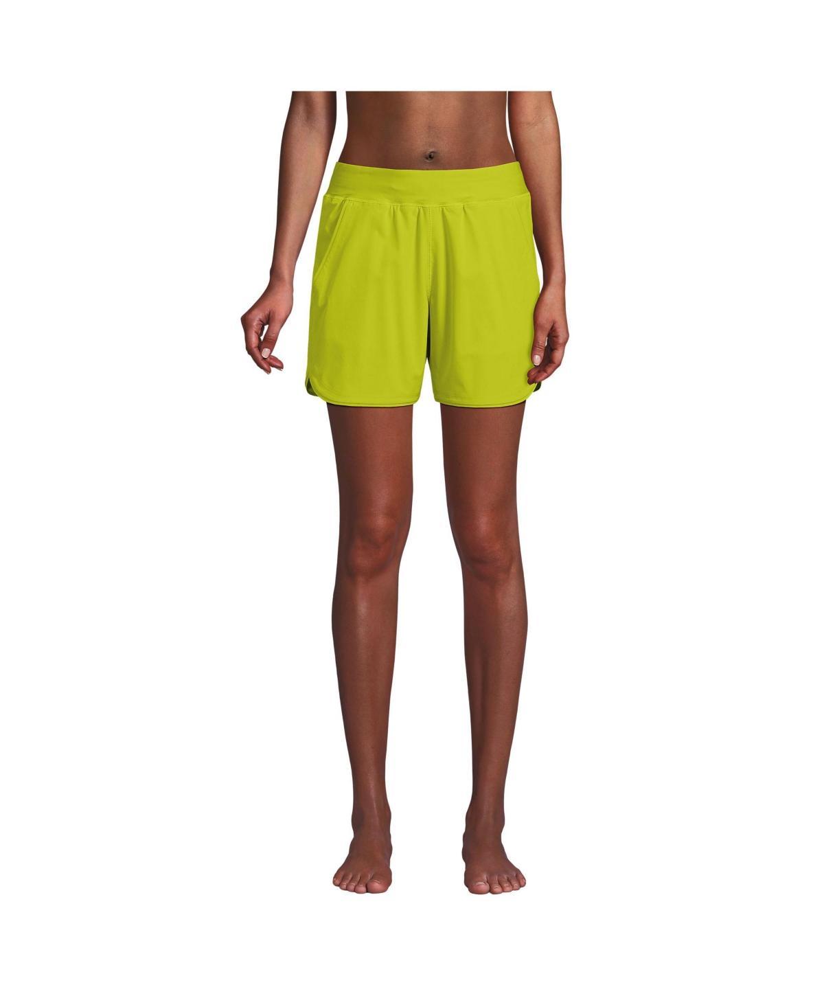 Petite Lands' End 5" Quick Dry Elastic Waist Board Shorts Swim Cover-up, Women's, Size: 12 Petite, Deep  Blue Product Image