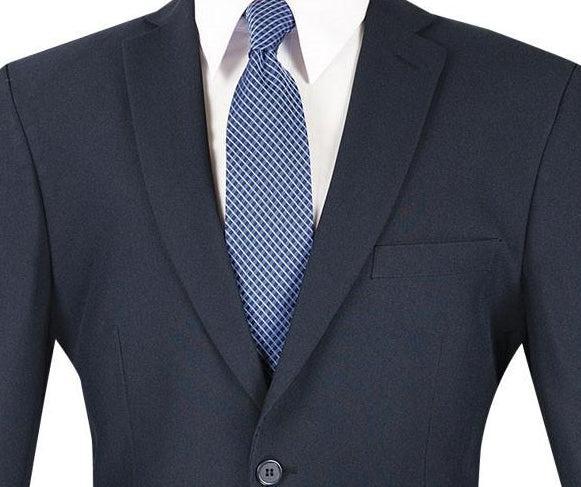 Navy Slim Fit Men's 2 Piece Business Suit 2 Button Male Product Image