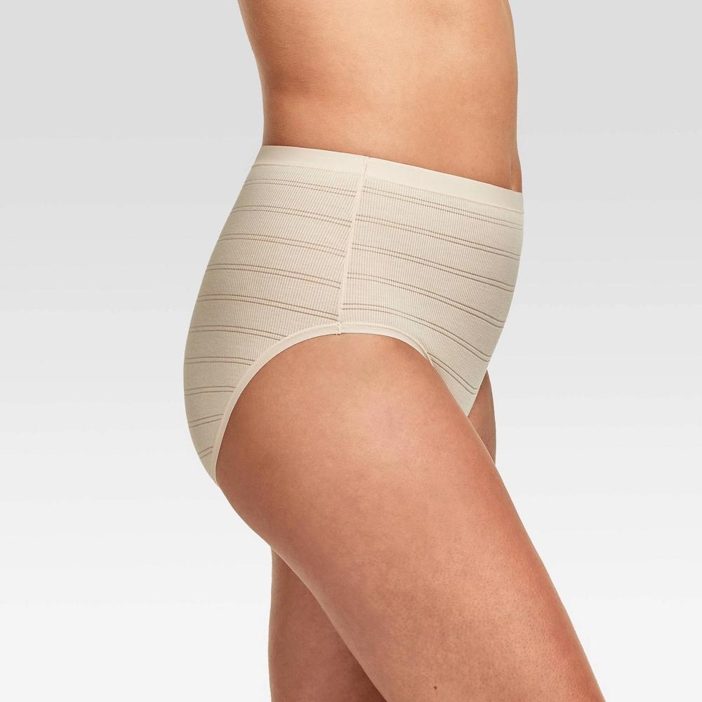 Hanes Premium Women's 4pk Breathable Ribbed Briefs - Black/Beige/White M: High Rise, Tagless, Lightweight Fabric Product Image
