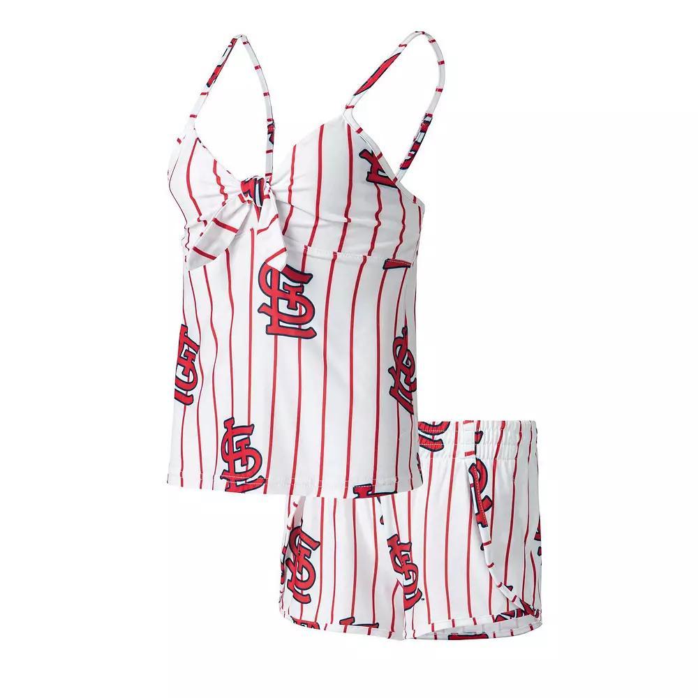 Women's Concepts Sport White St. Louis Cardinals Reel Allover Print Tank Top & Shorts Sleep Set, Size: Large Product Image