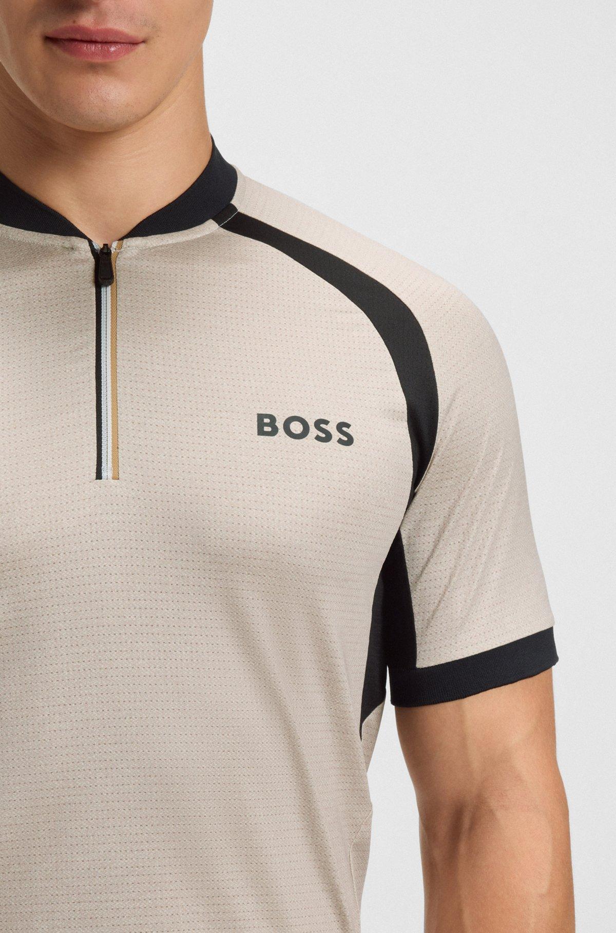 Zip-neck slim-fit polo shirt in mesh jersey Product Image