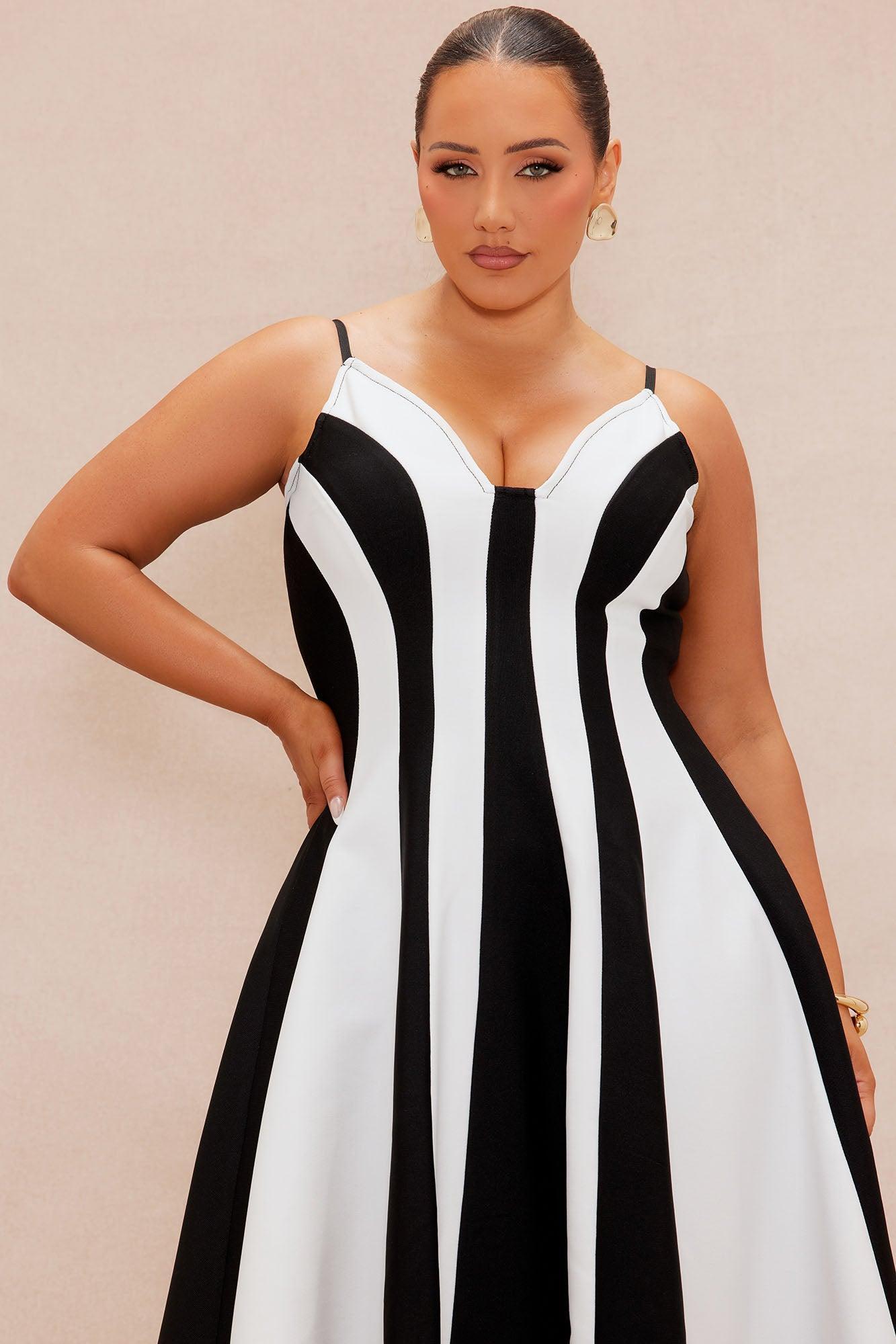 Diana Bandage Maxi Dress - Black/White Product Image