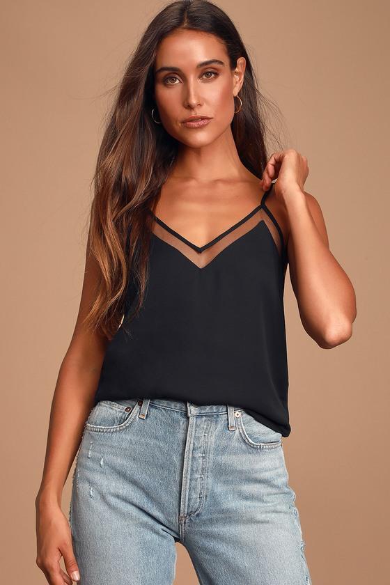 Sweet Fling Black Mesh Tank Top Product Image