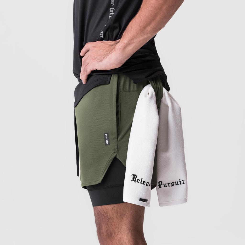 0828. AeroSilver® 5" Liner Short - Olive "White Wings"/Black Product Image