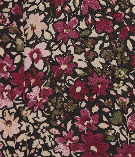 Jones New York Floral Tie Neck Short Puff Sleeve Blouse Product Image