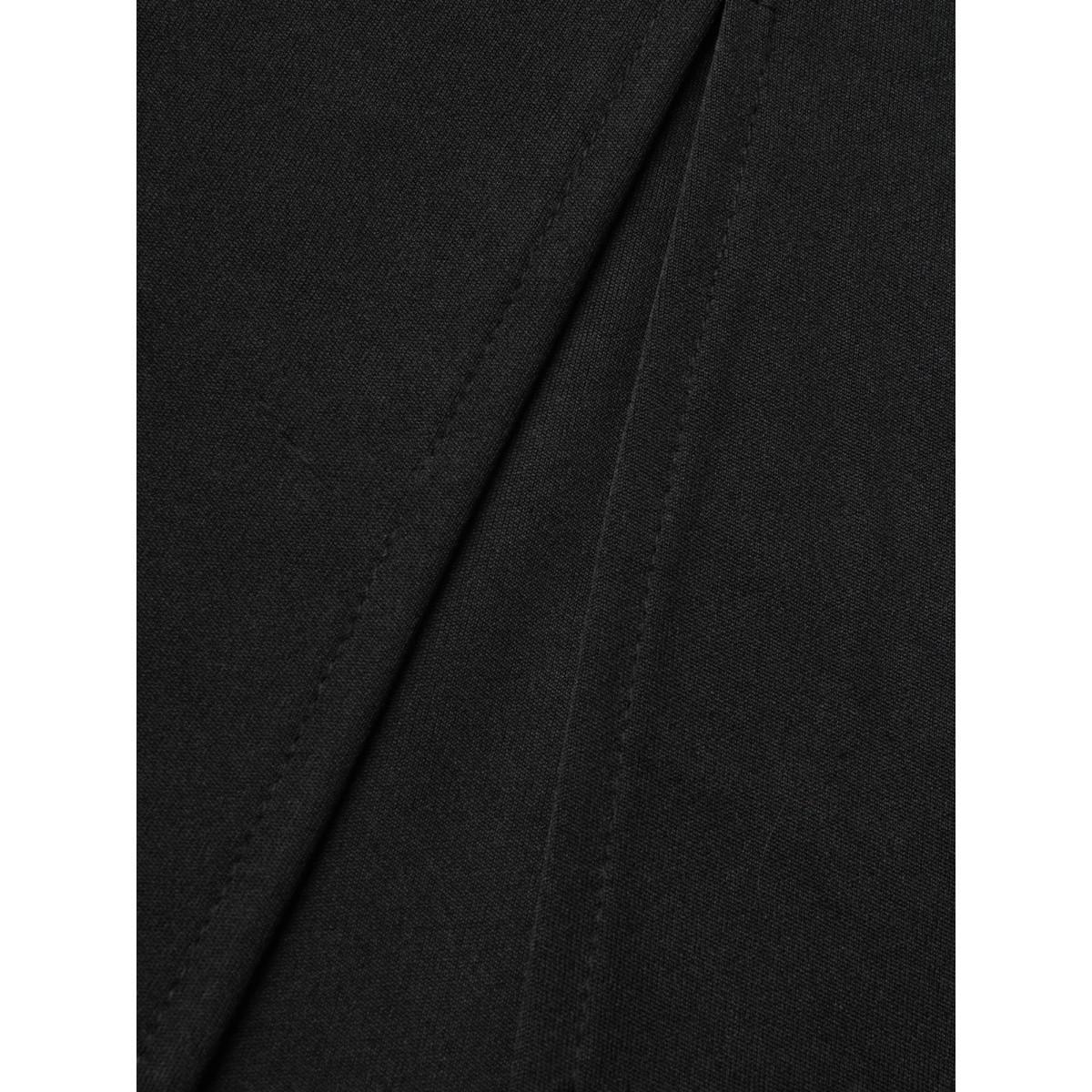 Plus Size Sequin Patchwork Mesh Split Hem Dress Black Women Cocktail Texture Round Neck Long Sleeve Curvy BloomChic 22-24/3X Product Image