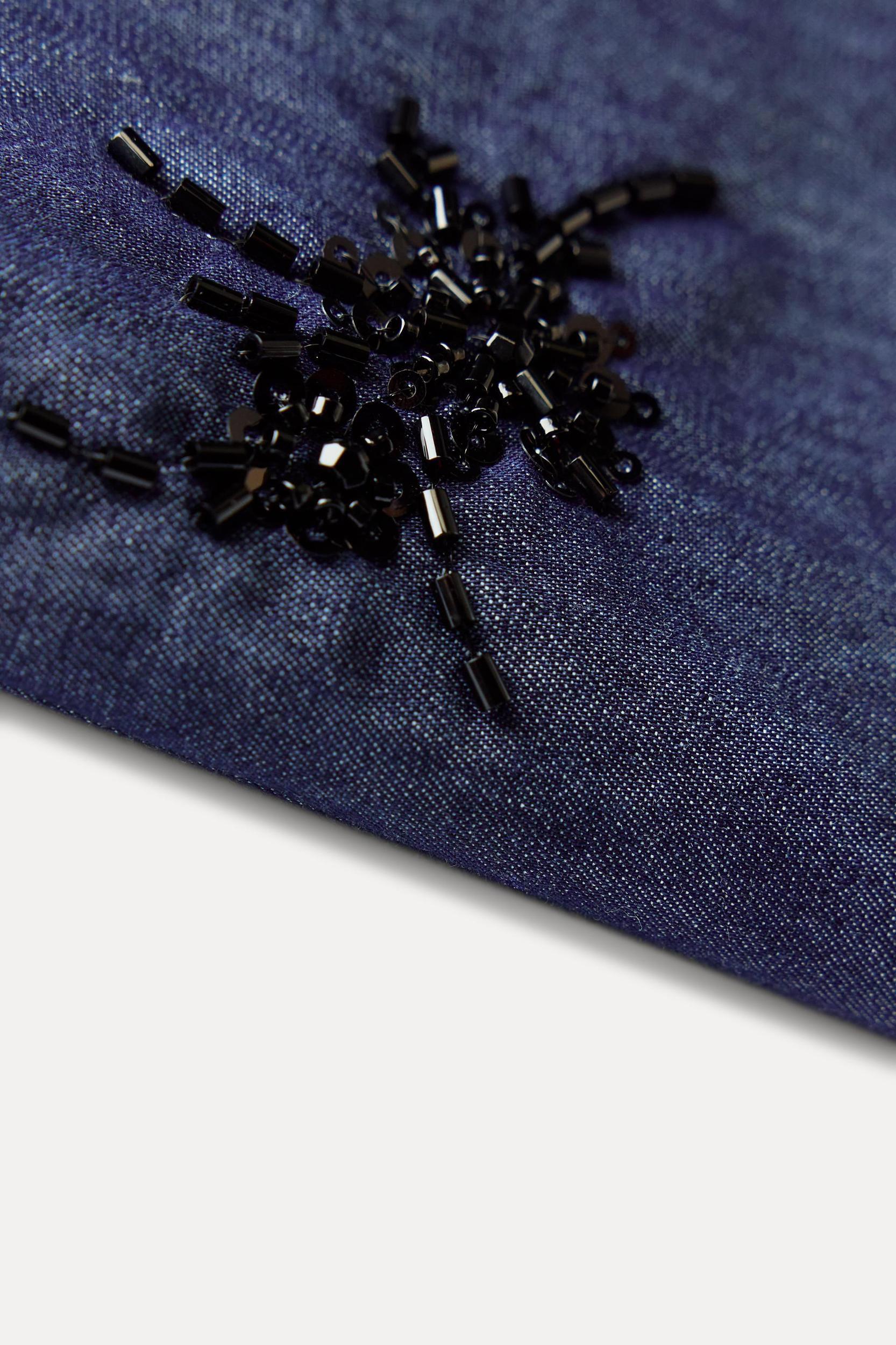 BEADED DENIM EFFECT DRESS ZW COLLECTION Product Image