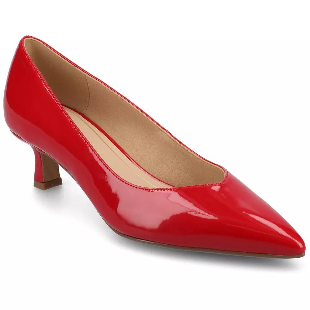 Journee Pammie Medium and Wide Width Women's Slip-On Kitten Heel Pumps, Size: 11, Red Patent Product Image