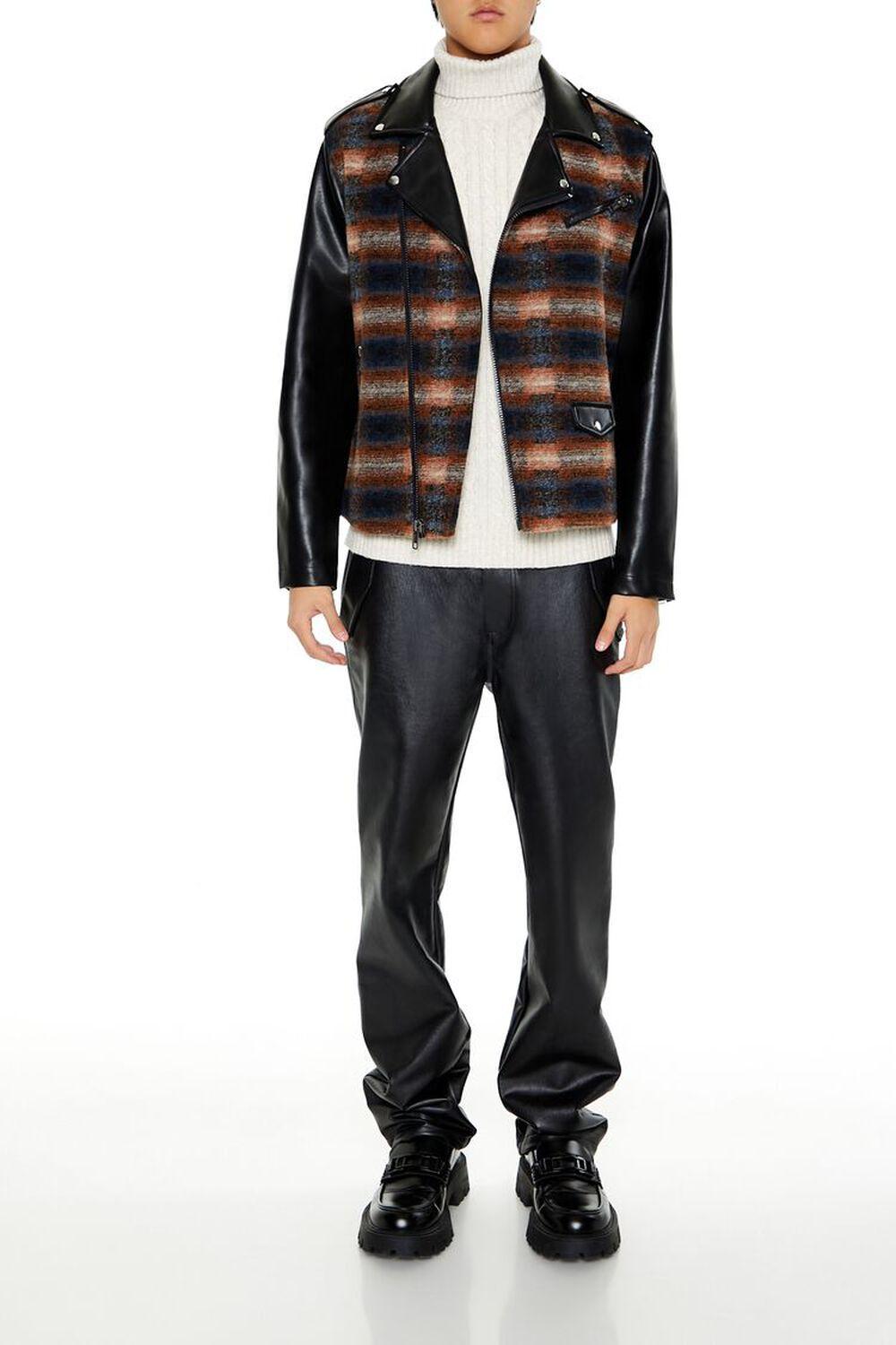 Plaid Faux Leather Moto Jacket | Forever 21 Product Image