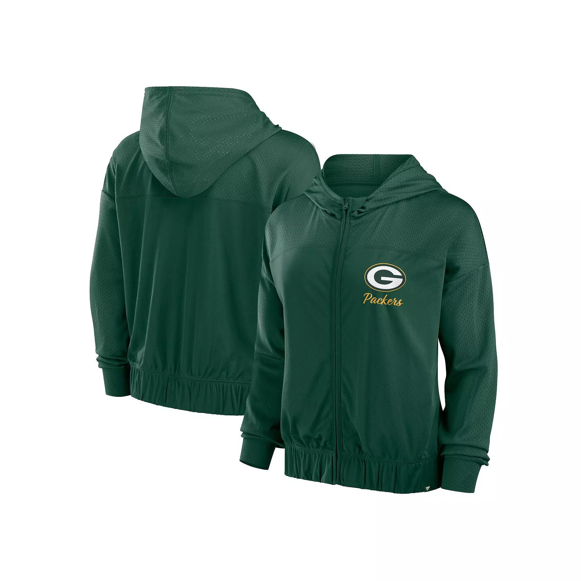 Women's Fanatics Green Green Bay Packers Script Lock Full-Zip Hoodie, Size: 2XL Product Image