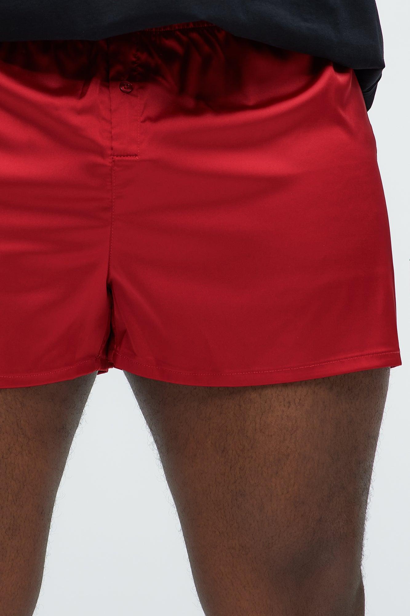 Satin Relaxed Boxer - Red Product Image