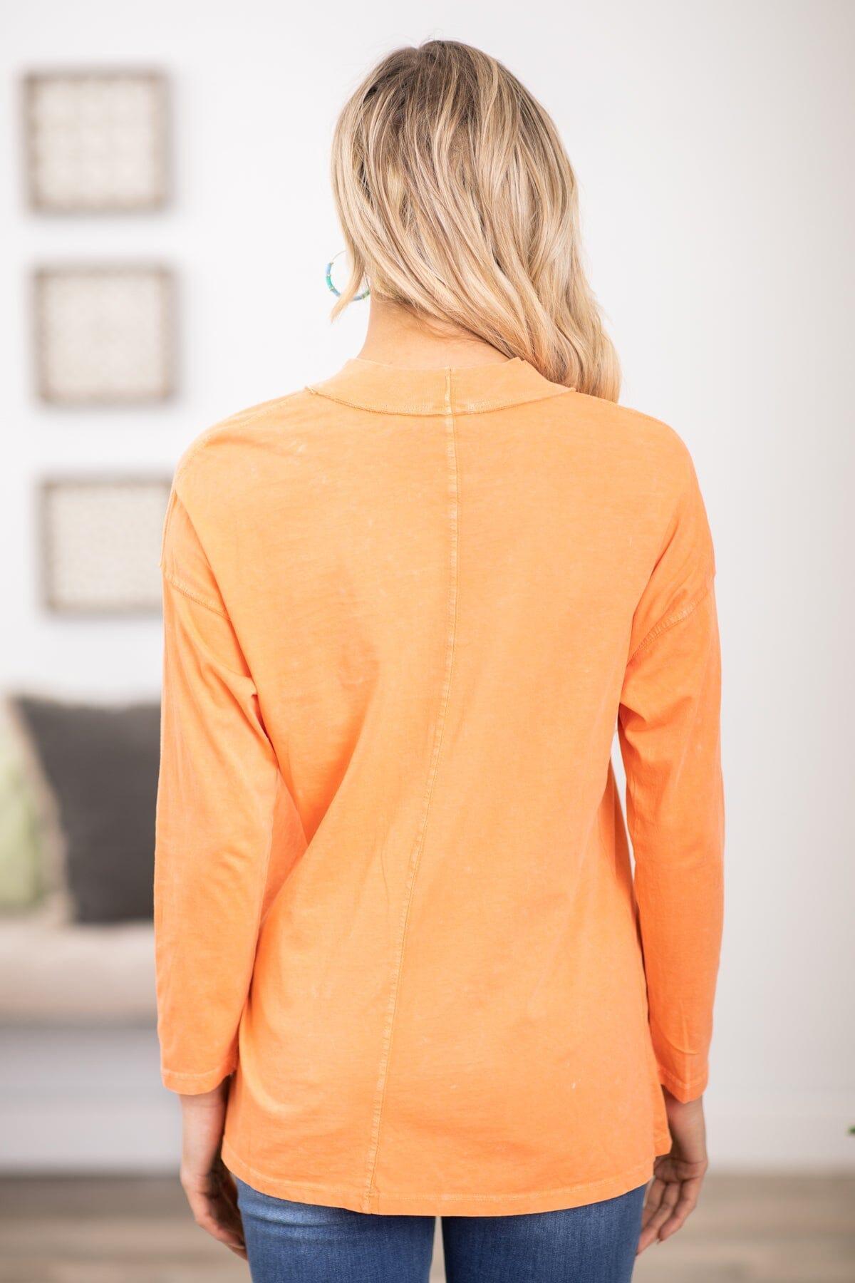 Orange Washed Long Sleeve Top Product Image