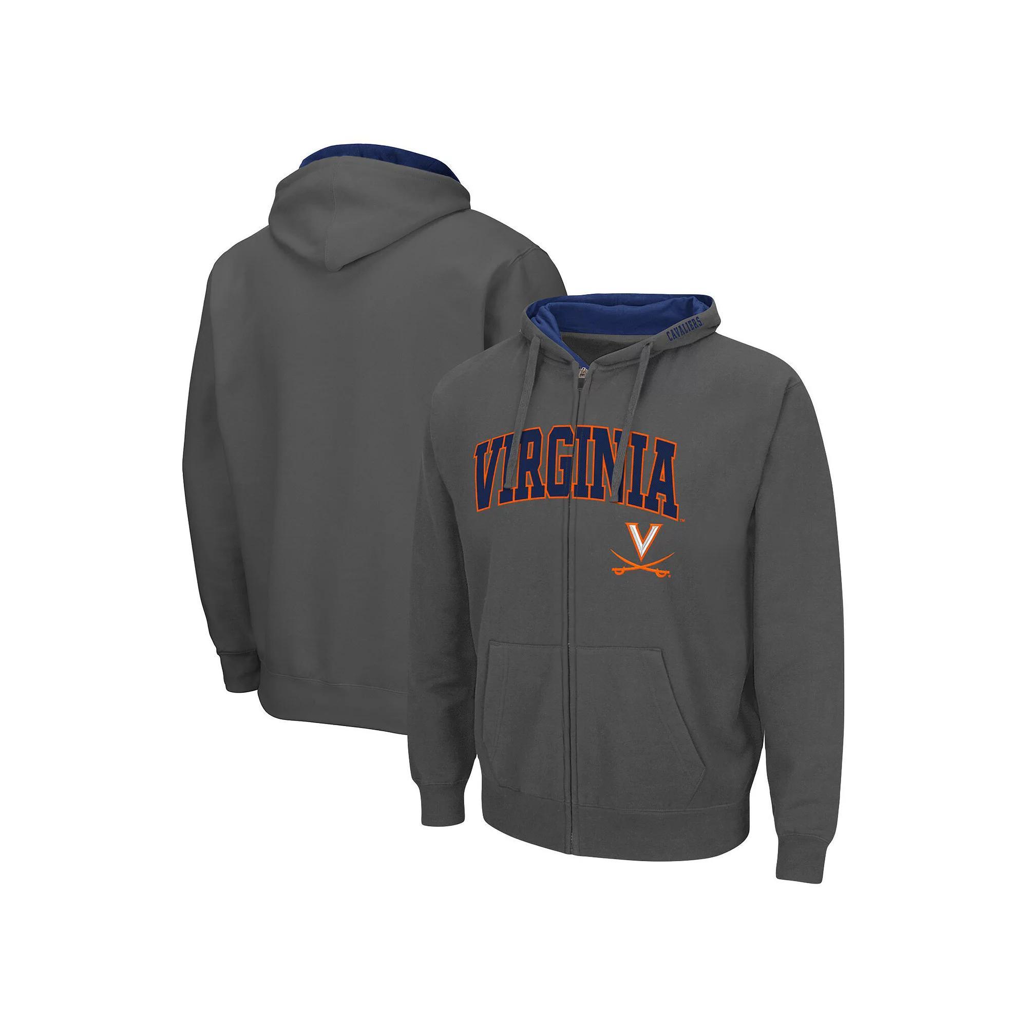 Men's Colosseum  Charcoal Virginia Cavaliers Arch & Logo 3.0 Full-Zip Hoodie, Size: Medium Product Image