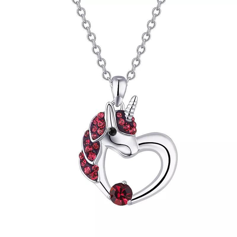 Crystal Collective Silver Plated Unicorn Crystal Birthstone Pendant Necklace, Women's, Size: 18", February Product Image