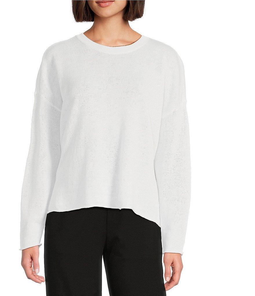 Eileen Fisher Organic Linen Cotton Cord Crew Neck Long Sleeve Top Product Image
