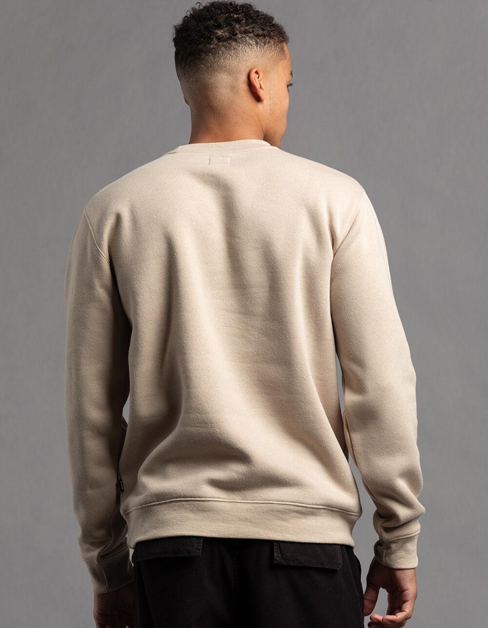 RSQ Mens Solid Crewneck Fleece Sweatshirt - KHAKI Product Image