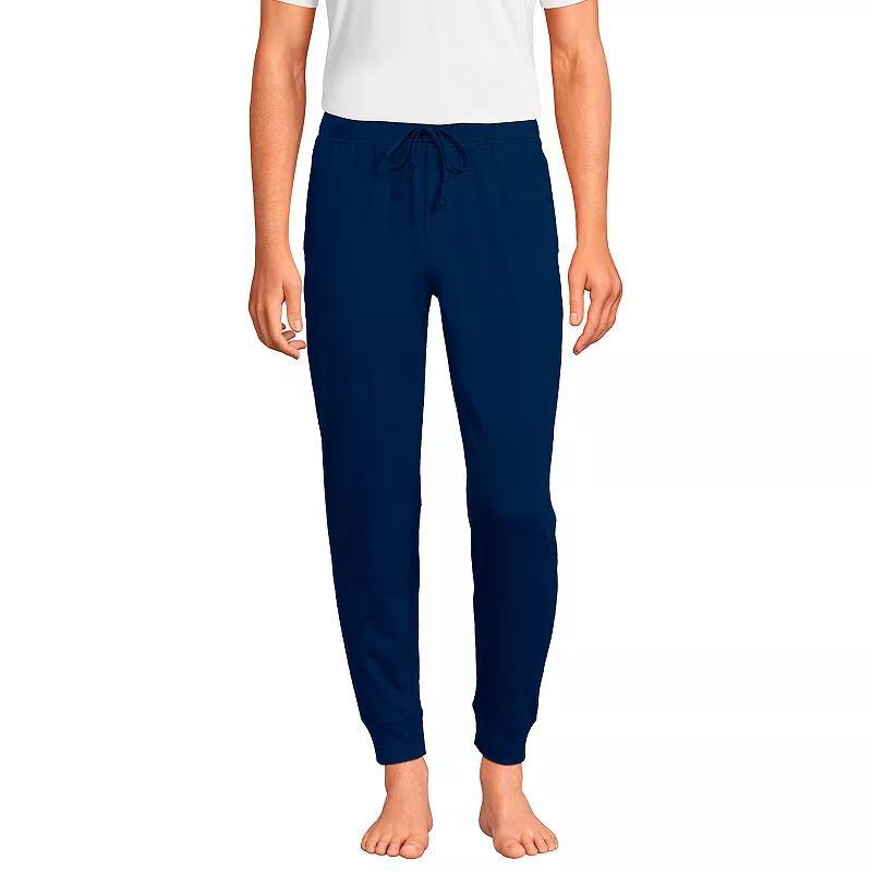 Mens Lands End Knit Jersey Joggers Deep Blue Product Image